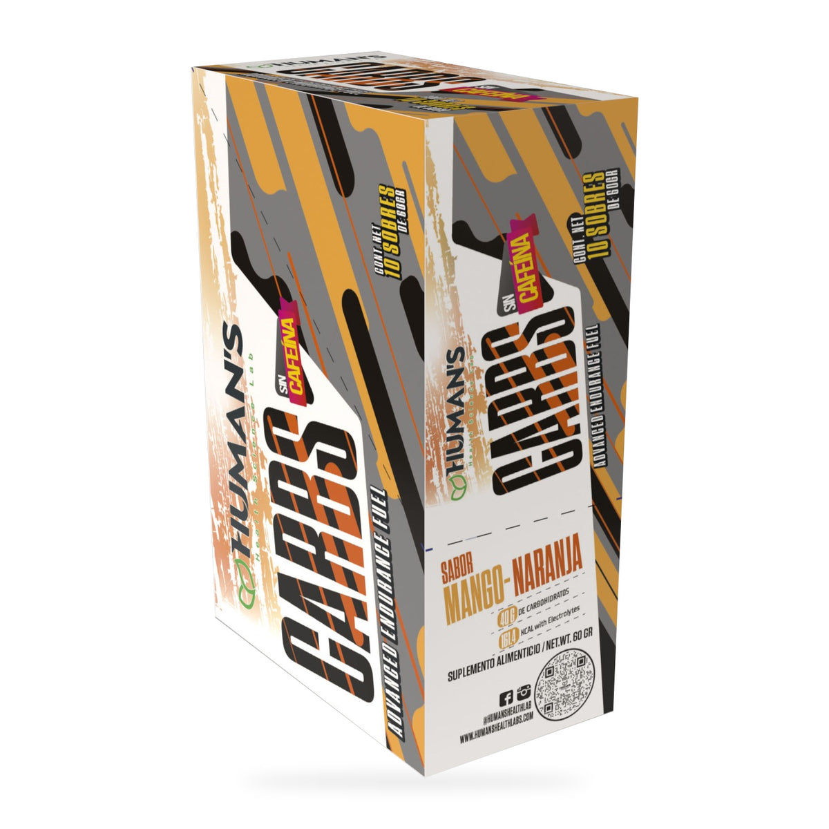 Human’s CARBS Caffeine-Free Energy Gel with 40 g Carbs & Electrolytes | Natural Flavor, 10 Sachets of 60 g
