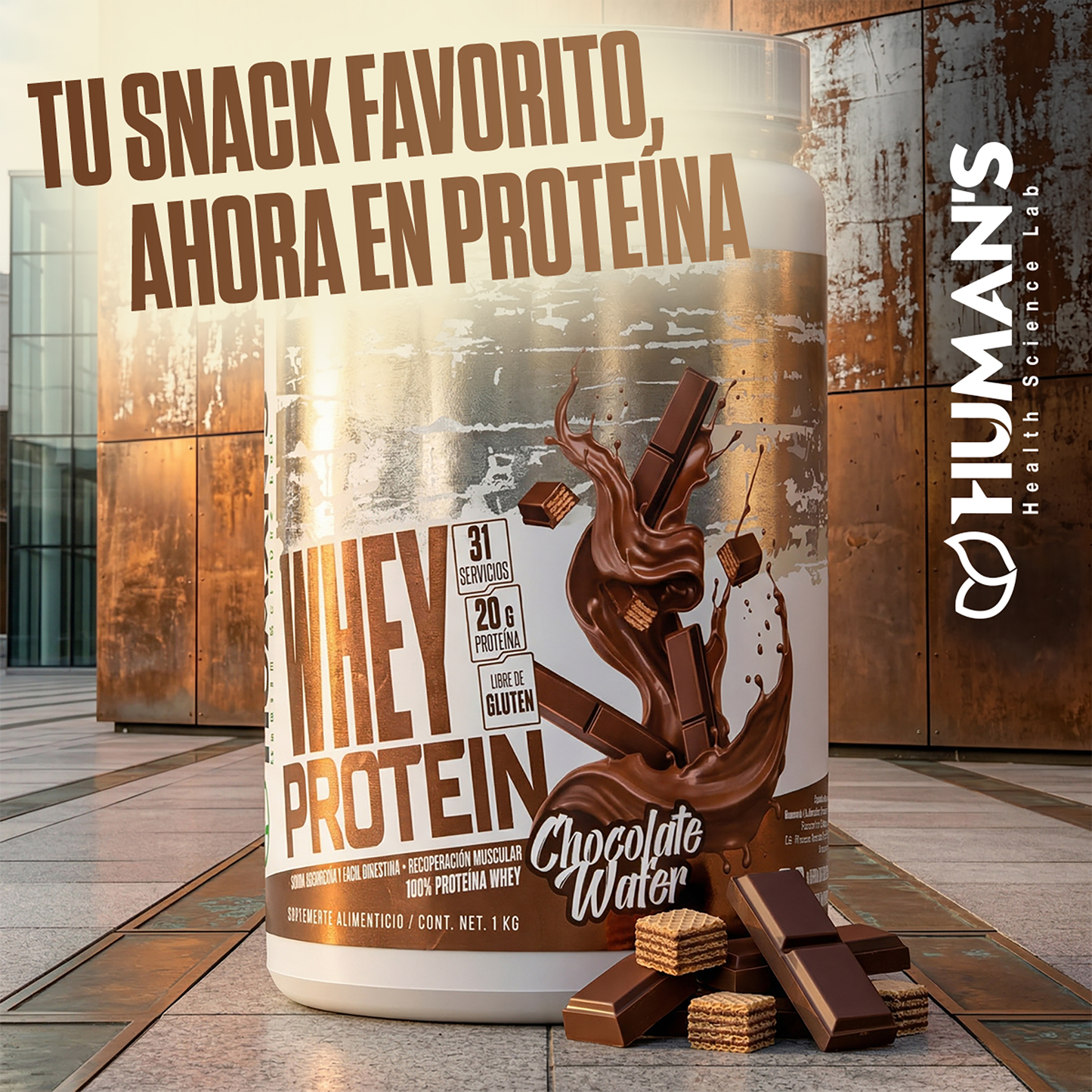 Humans Whey Protein – Chocolate Wafer | 20g Protein | No Added Sugar | Gluten Free | 31 Servings