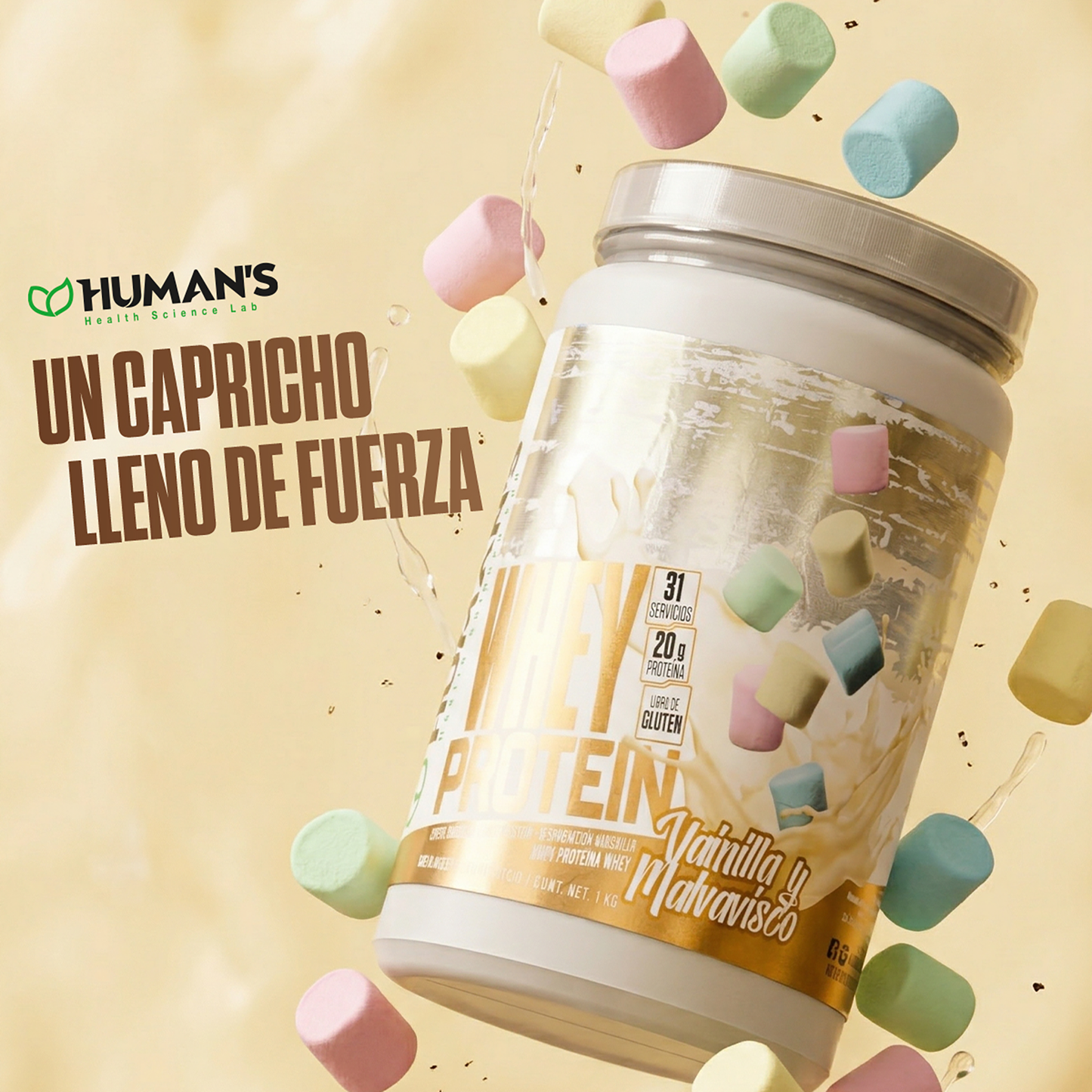 Humans Whey Protein – Vanilla Marshmallow | 20g Protein | No Added Sugar | Gluten Free | 31 Servings