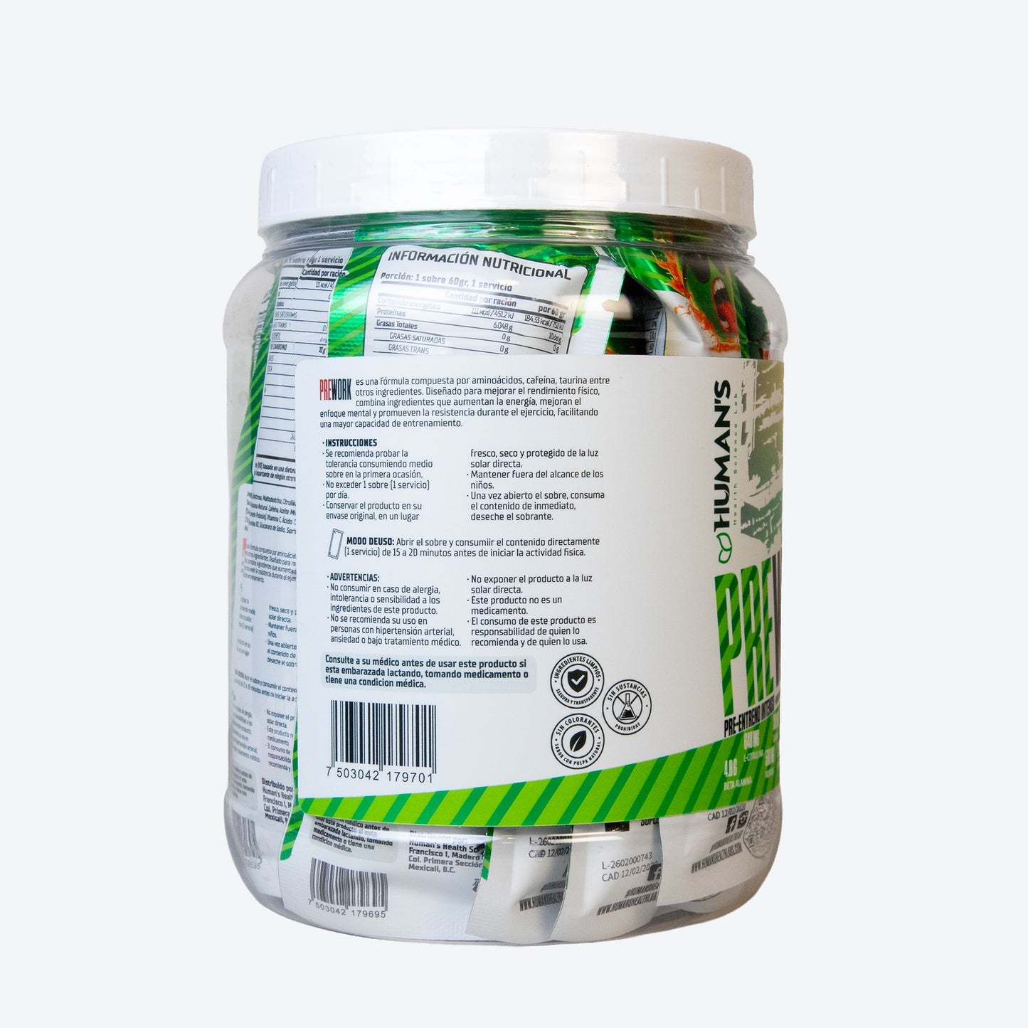 Humans Pre-Workout Gel – Green Apple | Fast Energy + Focus + Pump | 20 Sachets (60g each)
