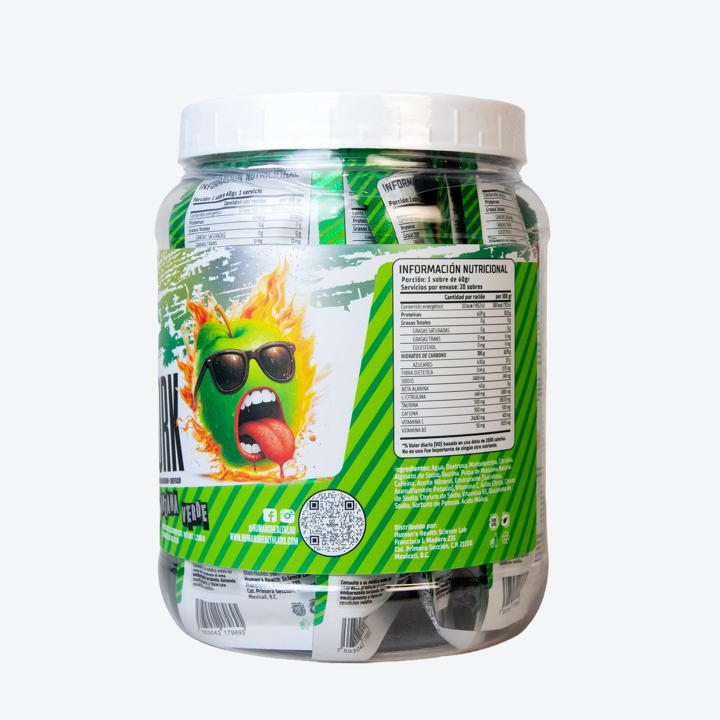 Humans Pre-Workout Gel – Green Apple | Fast Energy + Focus + Pump | 20 Sachets (60g each)