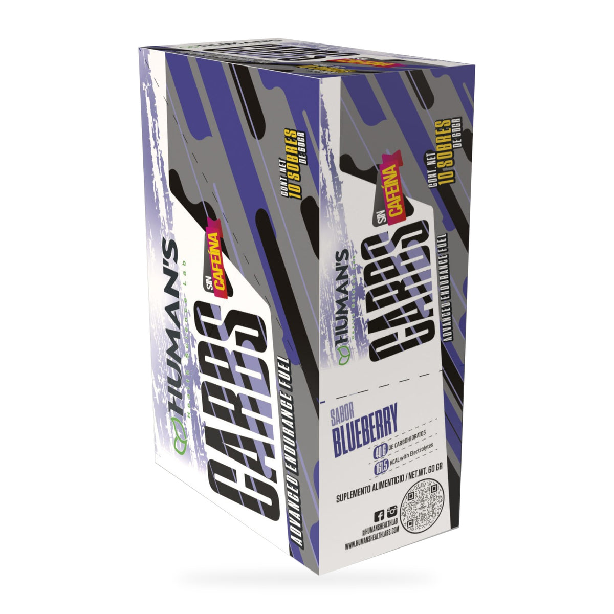 Human’s CARBS Caffeine-Free Energy Gel with 40 g Carbs & Electrolytes | Natural Flavor, 10 Sachets of 60 g
