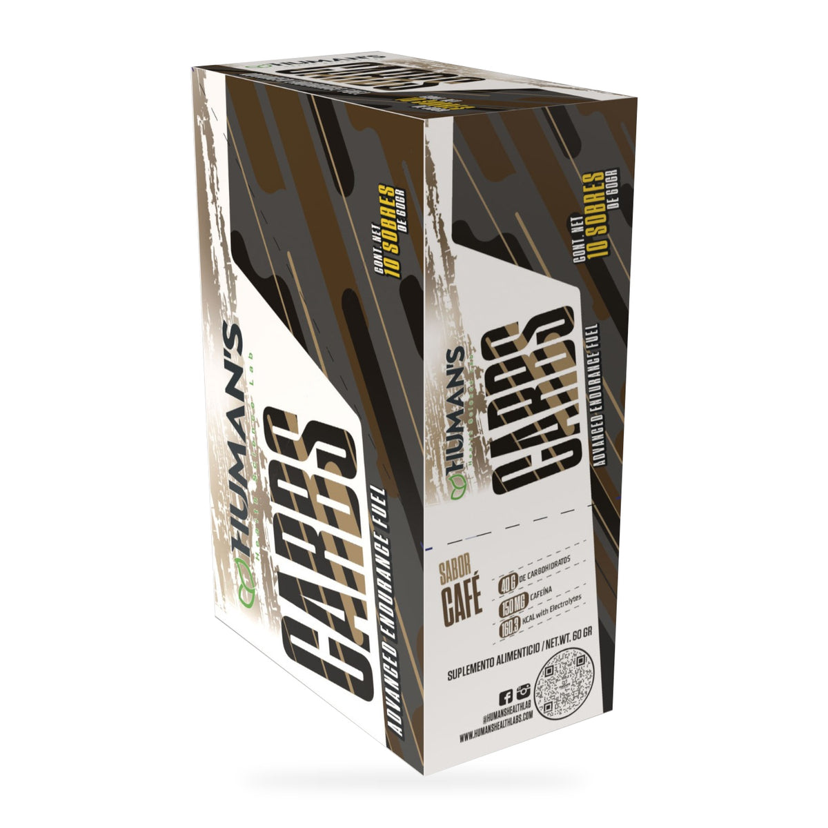 Human’s CARBS Energy Gel with 40 g Carbs, 150 mg Caffeine & Electrolytes | Natural Flavor, 10 Sachets of 60 g