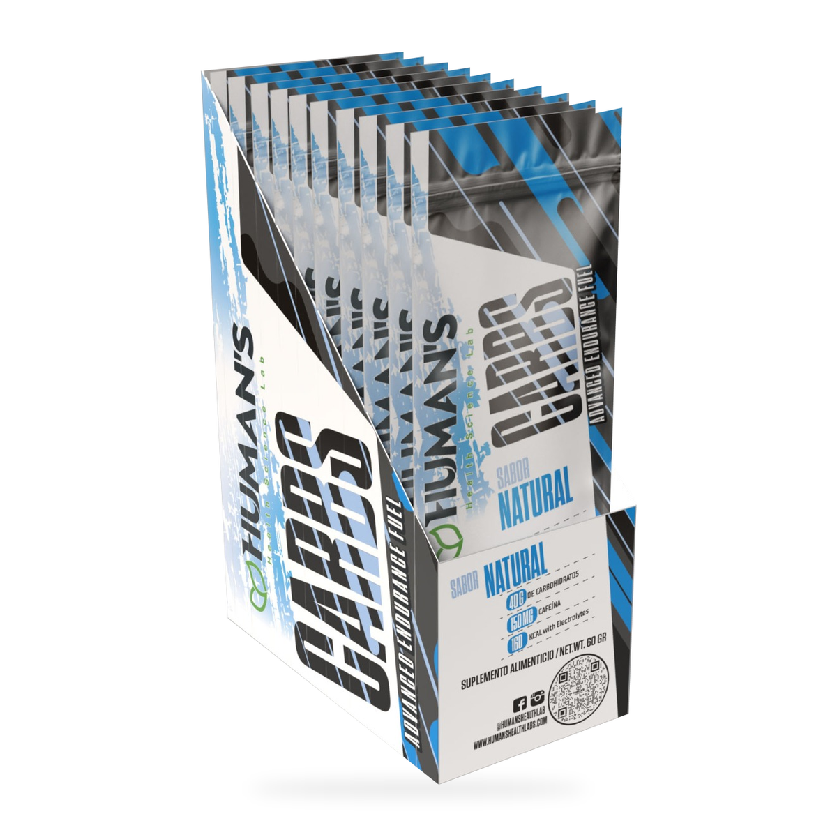 Human’s CARBS Caffeine-Free Energy Gel with 40 g Carbs & Electrolytes | Natural Flavor, 10 Sachets of 60 g